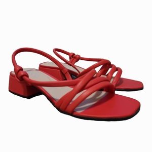 Ecco Elevate Strappy Slingback Heeled Leather Sandals 39 W Hibiscus